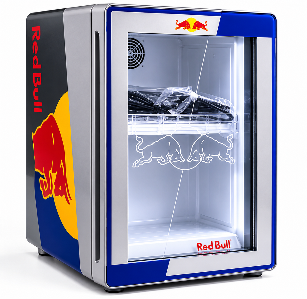 Red Bull Mini-Kühlschrank + 24 Dosen gratis